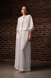 Front Tie Balloon Sleeve Top